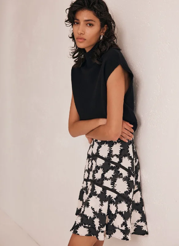 Black Abstract Print Mini Skirt