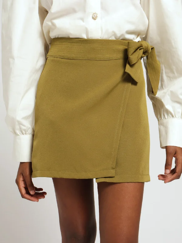 Barbi Wrap Mini Skirt - Chartreuse