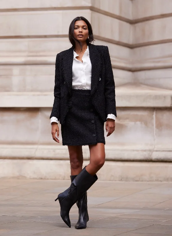 Black Boucle Mini Skirt