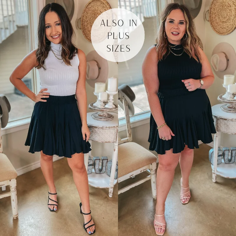 Last Chance Size Small & 3XL | Afternoon Flights Ruffle Mini Skirt in Black