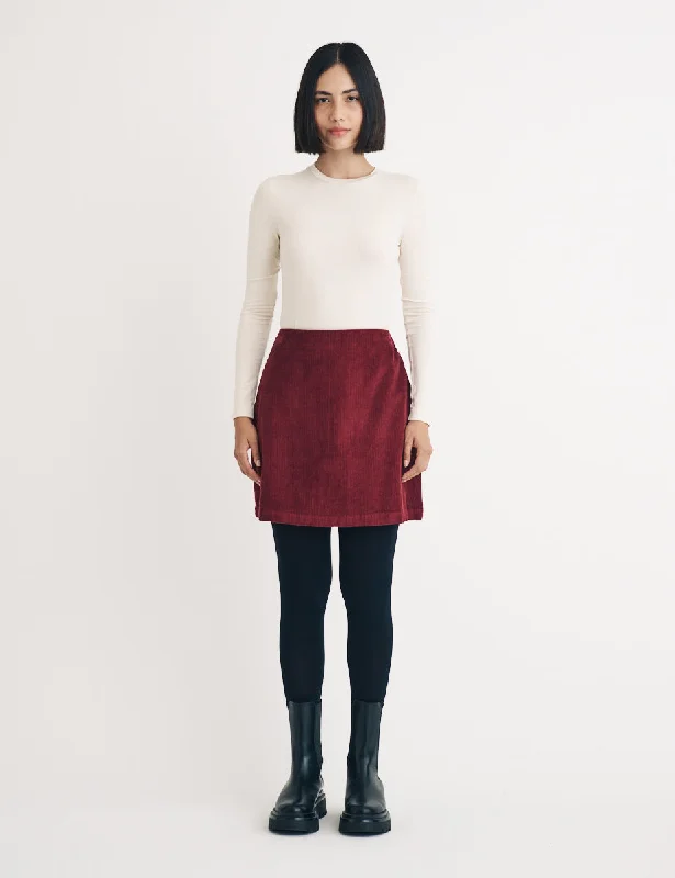 Burgundy Cord Mini Skirt