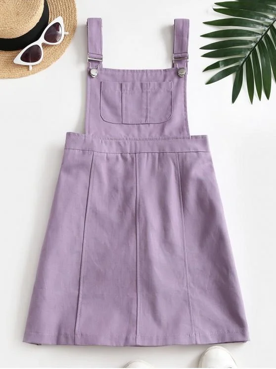 Casual Pockets Overalls Mini Dress