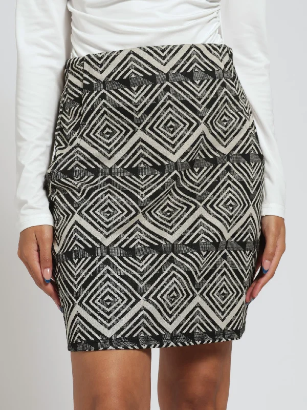 Chevron Mini Skirt - Black/Beige