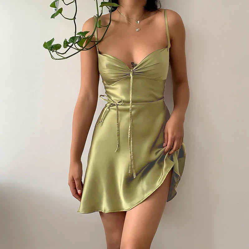 FashionSierra - Summer Condole Pure Color Belt Skirt New Spring Temperament Cultivate One's Morality Short Skirt Girl Mini Dress FashionSierra - Summer Condole Pure Color Belt Skirt New Spring Temperament Cultivate One's Morality Short Skirt Girl Mini Dress