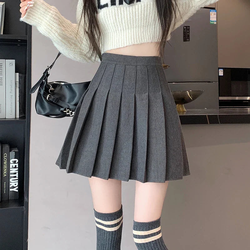 FashionSierra - New Korean Preppy Style Mini Pleated Women 2024 New High Waist Woolen Autumn Winter Casual Wool Skirt FashionSierra - New Korean Preppy Style Mini Pleated Women 2024 New High Waist Woolen Autumn Winter Casual Wool Skirt