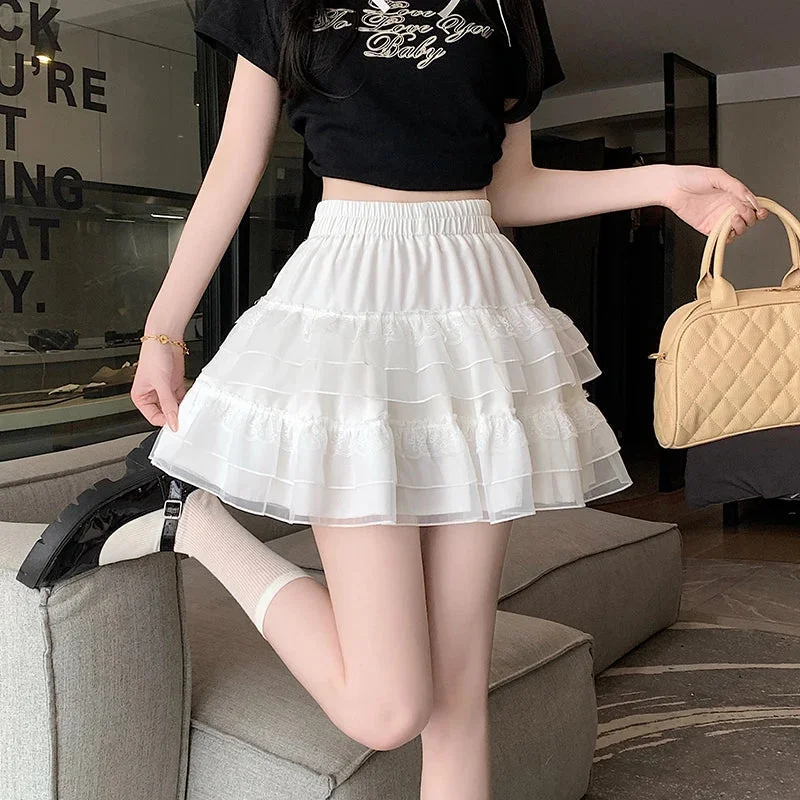 FashionSierra - Lace Fairy Wind 2024 New Summer High Waist Tulle Mini Pleated Sweet Woman Cute A-line Tutu Skirt FashionSierra - Lace Fairy Wind 2024 New Summer High Waist Tulle Mini Pleated Sweet Woman Cute A-line Tutu Skirt
