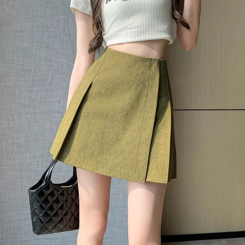 FashionSierra - New Spring Summer High Waist Pleated Mini Women Fashion A-line Short Korean Style Woman Casual Cotton Skirt FashionSierra - New Spring Summer High Waist Pleated Mini Women Fashion A-line Short Korean Style Woman Casual Cotton Skirt