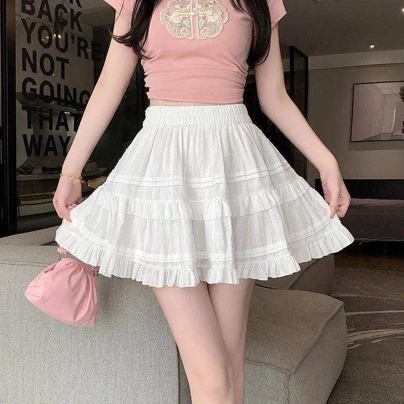 FashionSierra Woman Elegant French Style White Ruffled Tutu New Spring Summer Elastic High Waist A-line Pleated Mini Skirt FashionSierra Woman Elegant French Style White Ruffled Tutu New Spring Summer Elastic High Waist A-line Pleated Mini Skirt