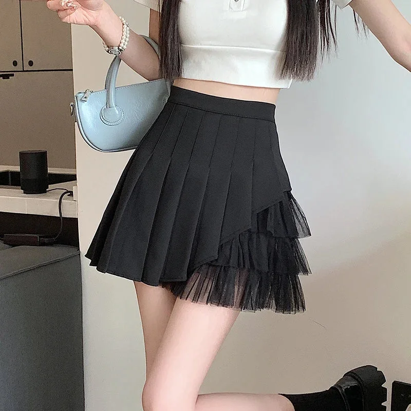 FashionSierra - Korean Soft Sister Tulle Patchwork Pleated Mini Women New Summer High Waist A-line Female Casual Short Skirt FashionSierra - Korean Soft Sister Tulle Patchwork Pleated Mini Women New Summer High Waist A-line Female Casual Short Skirt