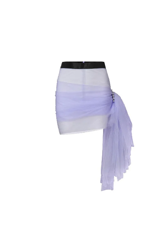 Diana Asymmetric Draped Mesh Mini Skirt