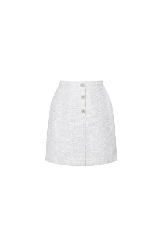 Dorothy A-line Button Tweed Mini Skirt