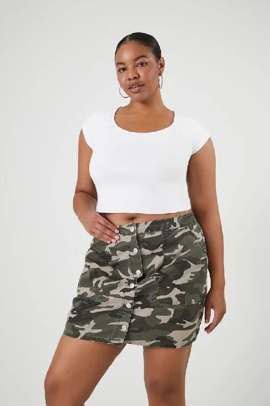 Forever 21 Women's Camo Print Mini Skirt Olive/Multi