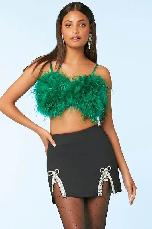 Forever 21 Women's Rhinestone Bow Mini Skirt Black