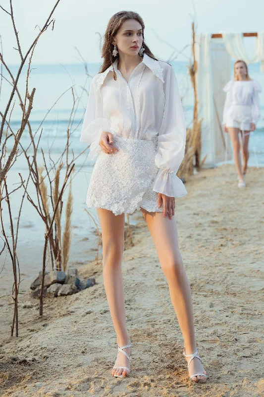 Gladys Wrap High Waist Silk Lace Mini Skirt