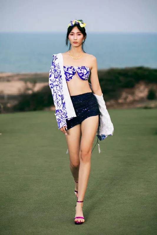 Hallie Asymmetric Sequin Mini Skirt
