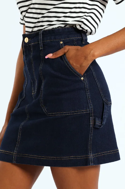 Denim Mini Skirt - Ink