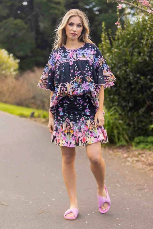 Jazmyn Mini Skirt Black Floral