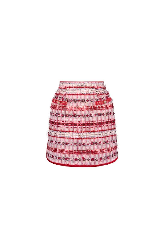 Judy A-line Slit Hem Tweed Mini Skirt