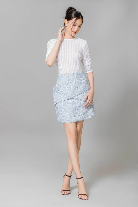 Julissa A-line Crossover Brocade Mini Skirt