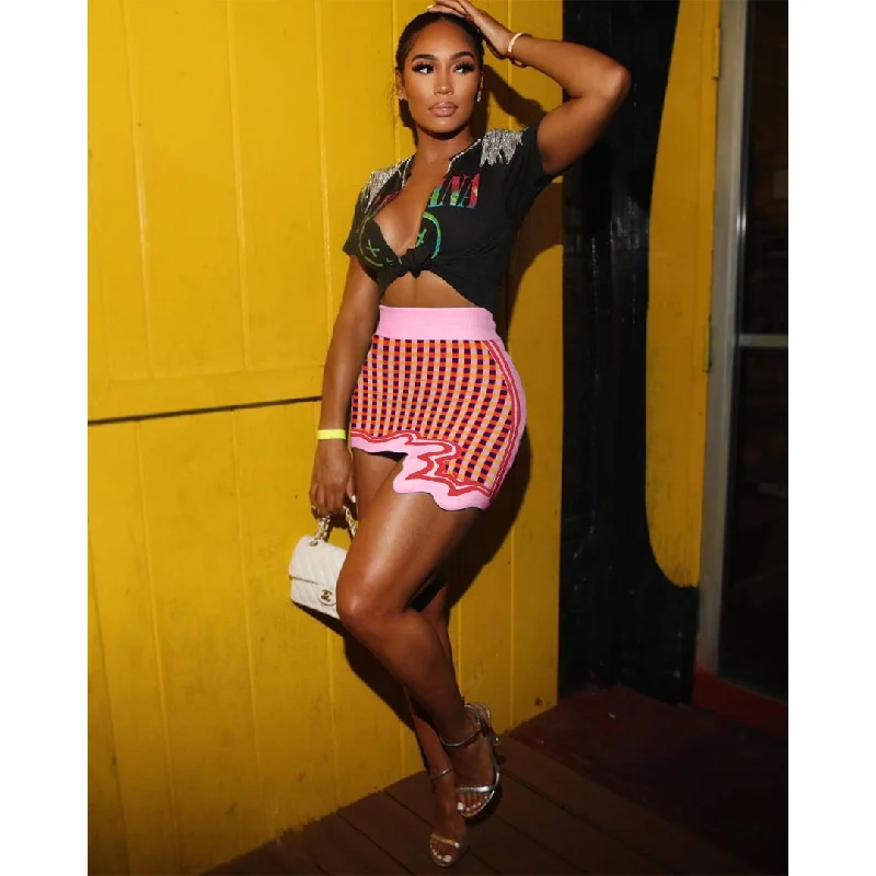 Low Moq American Clothing summer ladies skirts clubwear sexy printing short mini dress skinny plus size womens skirts