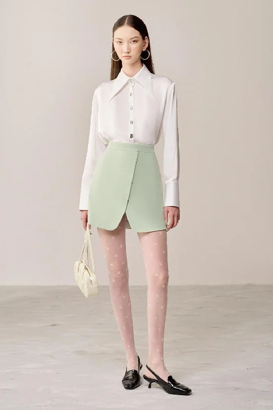 Maten Wrap High Waist Linen Cotton Mini Skirt