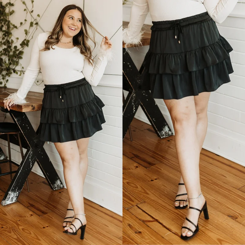 My Own Way Ruffle Mini Skort in Black