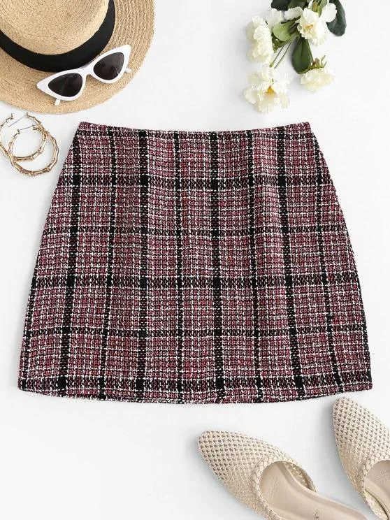 Plaid Tweed Mini Skirt
