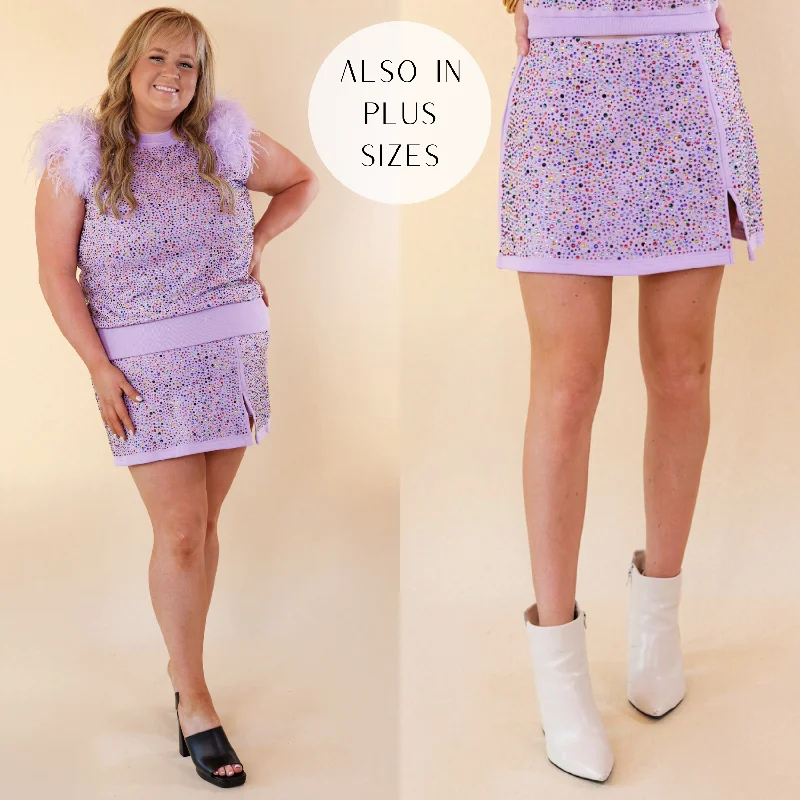Queen Of Sparkles | Crystal Studded Mini Skort in Lavender Purple