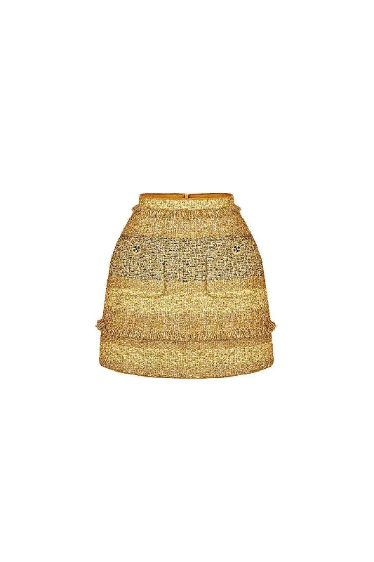 Romanza A-line Patch Pocket Tweed Mini Skirt