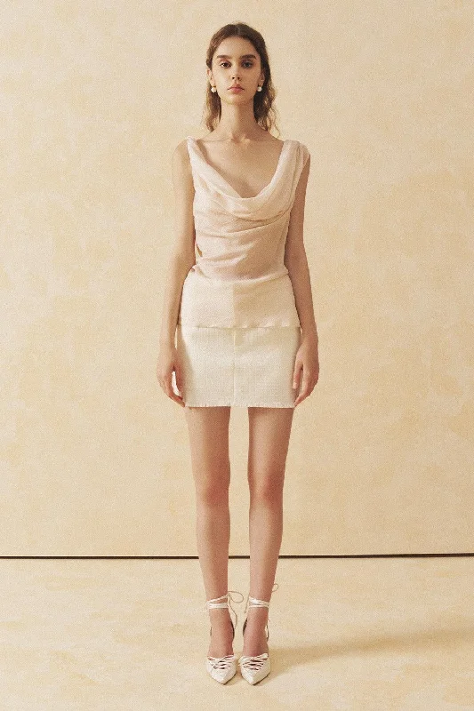 Rosa A-line High Waist Tweed Mini Skirt