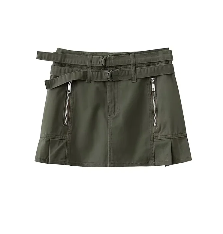 Runwaylover 1637 Front Zipper 2023 Ladies Sexy High Waist Mini Skirt