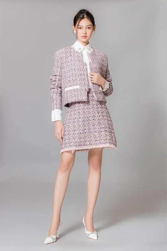 Saanvi A-line High Waist Tweed Mini Skirt
