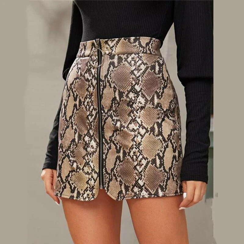 BerriesJam - Sexy Serpentine Zip Up High Waist Mini Skirts