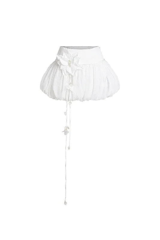 Velez Balloon Gathered Chiffon Mini Skirt