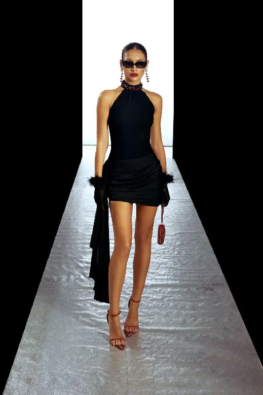 Vera Asymmetric Draped Silk Mini Skirt