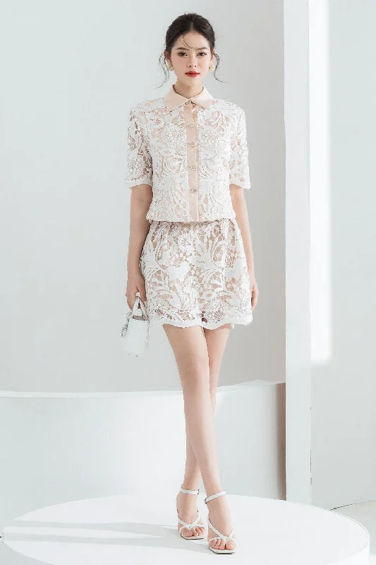 Wendy Straight Wavy Lace Mini Skirt